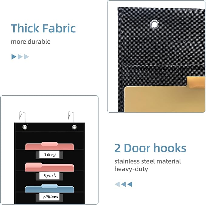 10 Pocket Hanging Wall File Organizer with 10 Nametag Pockets, File Pocket Chart for Classroom and Office. Perfectly Stores Assignments, Files, Scrapbooks, and Documents.