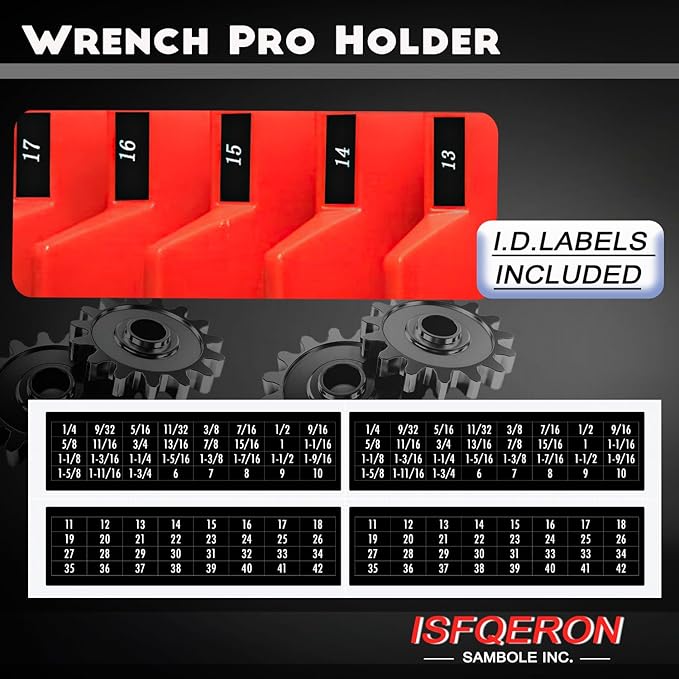 12 PC Magnetic Tool Organizer for Wrenches - Wrench Holders Organizers Set with Secure Rack Design - Toolbox Organization System for Workshop & Garage Use (Black)