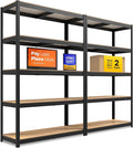 HOMEDANT House 48" Wide Boltless Heavy Duty Garage Storage Shelving Adjustable 5-Tier Metal Shelves Laminated Organization Shelf Industrial Utility Rack for Pantry Warehouse Office Store 2Pack