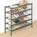 Smiry Bamboo Shoe Rack for Closet, 5 Tier Long Wooden Stackable Shoe Organizer, Free Standing Shoes Storage Shelf for Entryway, Front Door Entrance, Green