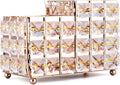 K COOL Crystal Makeup Brush Holder 2 Slot Hexagon Cosmetics Brush Eyeliner Display Cup Home Decorative Makeup Organizer Tabletop Candle Pen Pencil Holder for Office Hotel Dresser Bathroom-Gold