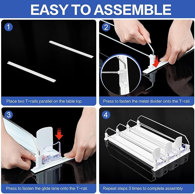 Drink Organizer for Fridge, Automatic Pusher Soda Can Dispenser for Refrigerator, Adjustable Width Holds up to 15 Cans Fridge Drink Organizer for Beer Beverage-3Row 15.3" D x 9.9" W