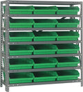 Quantum Storage Systems 1239-109GN Steel Shelving Unit with 4" Shelf Bins, 12" D x 36" W x 39" H, Green