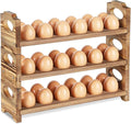 Wooden Egg Holder & Storage-3Tier /36-Hole Stackable Holds Fresh Eggs, Farmhouse Eggs Rack Wood, Rustic Countertop Chicken Egg Organizer Wood with Distressed Finish for Home Kitchen Decoration