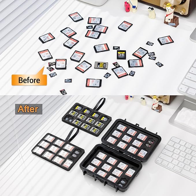 KIWIFOTOS 135 Slots Memory Card Case for TF SD CFexpress Type-A Card IP67 Waterproof Card Holder for 33 SD SDHC SDXC 90 Micro 12 CFexpress Type-A Cards
