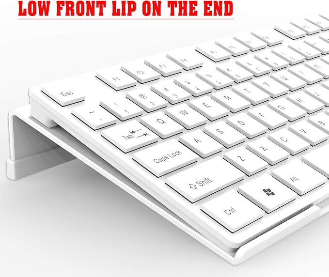 Acrylic Tilted Computer Keyboard Stand for Ergonomic Typing, Keyboard Tray Holder with Silicone Non-Slip Case, White