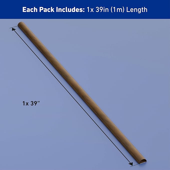 D-Line Half Round Cord Hider, Patented Cable Cover, Hide TV Wall Mount Wires, Raceway for Cords, Decorative Wire Covers, Paintable, Adhesive - 1x 1.18in W x 0.59in H x 39in L - Wood-Effect