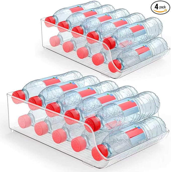 Water Bottle Soda Drink for Fridge,Refrigerator Pantry Clear Box Organizer Storge (4 PACK)