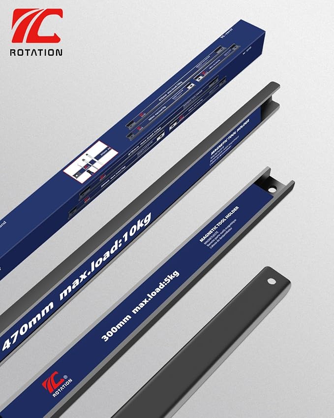 ROTATION Magnetic Tool Holder Set, 18.5”/11.8”/7.8”, 3-Piece Multi-Size Workshop Garage Kitchen Organizer, Heavy Duty Magnet Strips with Mounting Hardware