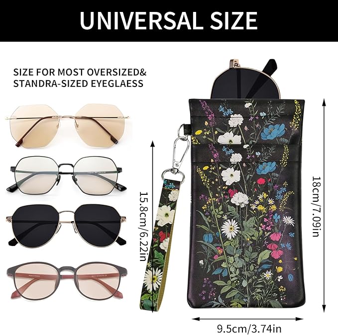 Double Eyeglass Case Soft Dual Glasses Case for Women Men Travel Squeeze Top Sunglasses Cases Eyeglasses Pouch