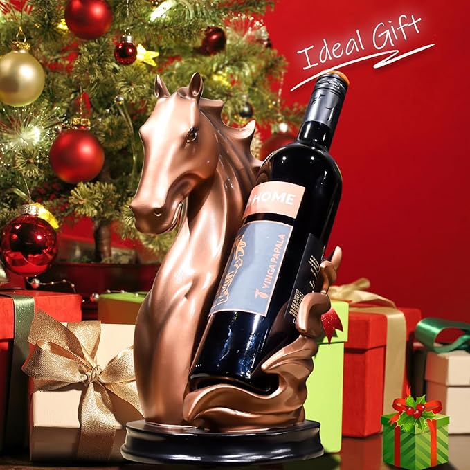 Wine Bottle Holder Wine Racks Tabletop Horse Statue as Home Kitchen Wine Cellar Decorative Storage Organizer, Whimsical Decor Horse Decor Horse Wine Lovers Gifts for Women (Bronze)