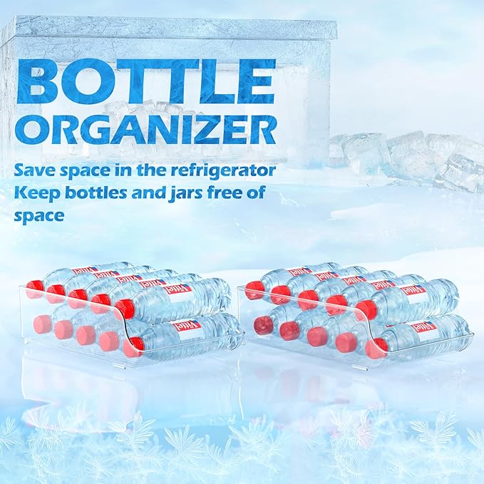 Water Bottle Soda Drink for Fridge,Refrigerator Pantry Clear Box Organizer Storge (2 PACK)