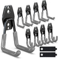 3-H Garage Wall Hooks 10 Pack, Heavy Duty Garage Hooks with Extra Welding Spots, Wall Mount Storage Organizer for Hanging Garden Lawn Tools, Chair, Shovel, Blower, Toolkit (Grey)