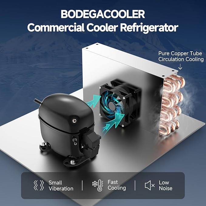 BODEGACOOLER Commercial Merchandiser Refrigerator, 2 Glass Door Commercial Beverage Refrigerator, 40 Cu. Ft Beverage Display Cooler with Soft LED Light, Adjustable Shelves and 4 Strong Castors(Black)
