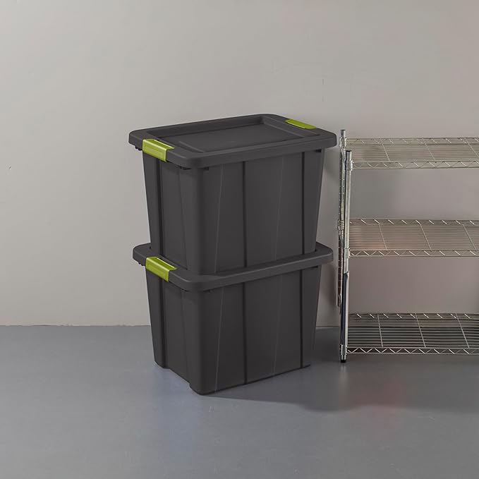Sterilite 18-Pack Storage Bins with Lids, Heavy Duty Totes, Tuff1, 18 Gallon, Flat Gray