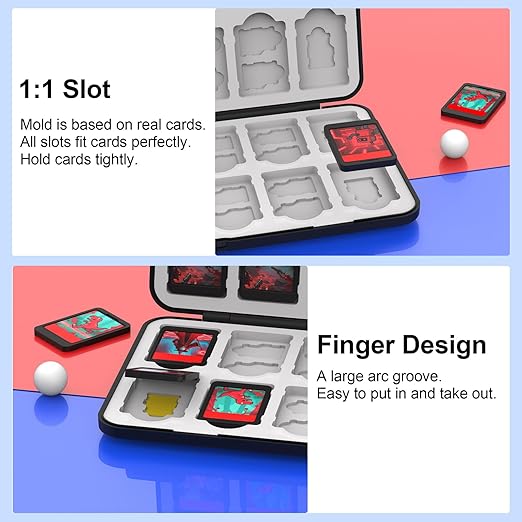 QuoLumPIA 24 Switch Game Card Case for Nintendo Switch 2/OLED/Lite - Holds 24 Cartridges & 40 SD Cards, Compact Storage, Portable Travel Essential, Gift, Hard Shell, Silicone Lining, Magnetic closure
