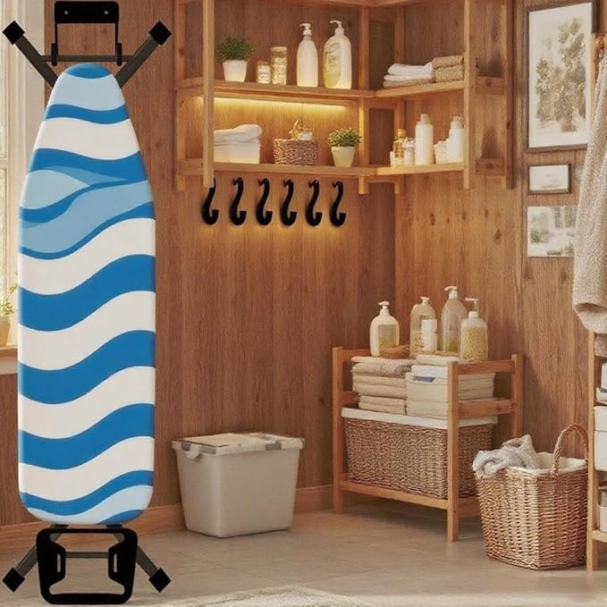 Ironing Board Holder Wall Mount, 5-Inch Wall Mount Ironing Board Hanger, Metal Holder for Laundry Room, Space-Saving & Easy Install,Black