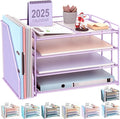 gianotter 4-Tier Paper Organizer With Magazine Holder, Desk Organizers and Accessories, File Organizer for Office Supplies Storag (Purple)