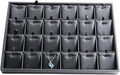 Black PU Leather Jewelry Display Tray 24 Grids Pendant Earrings Necklace Organizer Display Showcase Jewelry Storage Tray