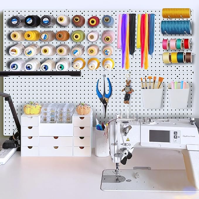FZK Peg board,Pegboard 32''*32'',White Pegboard 4pcs and 33 board Organizer Accessories,Pegboard Wall Organizer,Peg boards,Peg boards for Walls,ABS Plastic Craft Room Garage Kitchen office