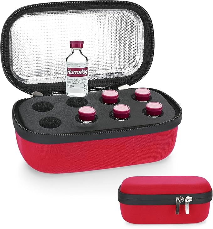 YOUSHARES Insulin Fridge Holder Storage Case Organizer, Insulin Vial Organizer Bag Fits Standard 10ml U-100 Vials, Built-in Aluminium Foil | Safe and Reliable Bottle Protector