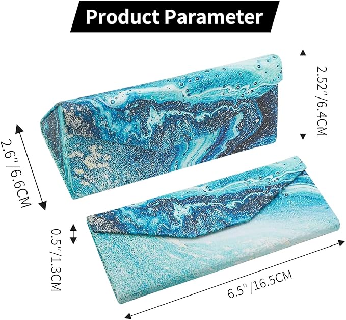 Foldable Glasses Case, Magnetic PU Leahter Sunglasses Case, Cute Hard Shell Folding Eyeglass Cases for Women Kids