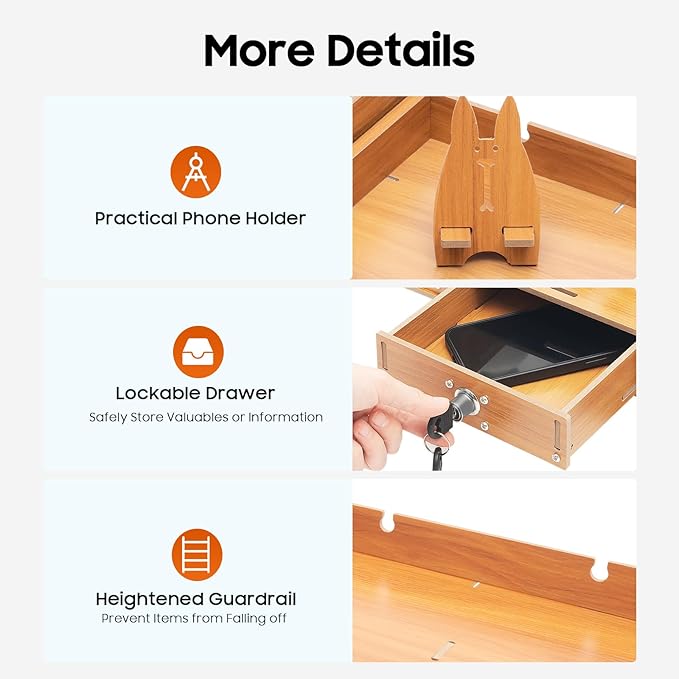 Monitor Stand,Computer Monitor Stand,Computer Rack with Drawers,Desk Shelf Wood Desk Organizer,Wooden Desktop Organizers w/Lock for Home Office Workspace Organizer (5.95lbs)