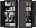 Metal Garage Storage Cabinets, 71" H Black Storage Cabinet for Basement, Heavy Duty Organizer with Adjustable Shelves, Locking Cabinet with 2 Keys, Tall Garage Organizer for Tools