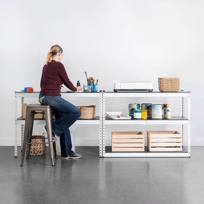 SafeRacks Modular Garage Shelving - 5 Tier Storage Shelves, Tall Metal Rack Shelves for Storage, Heavy Duty Steel Shelf Organizer for Garage, Or Kitchen Pantry (White, 18 x 48 x 72)