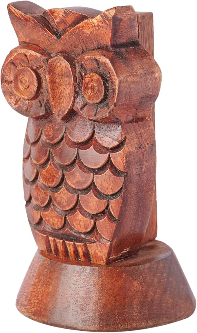 Stocking Stuffers Wooden Owl Glasses Holder Night Stand Reading Eyeglass Retainer White Elephant Gifts for Adults Women Men Him Her Mom Dad Car Christmas Gifts