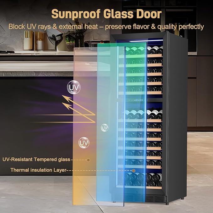 24" Inch Dual-Zone Wine Fridge, Freestanding/Built-in Wine Cooler Refeigerator, Large Capacity Tall Wine Cellar For Wine Collection, Wine Chiller with Safety Lock, Low Noise and Fast Cooling