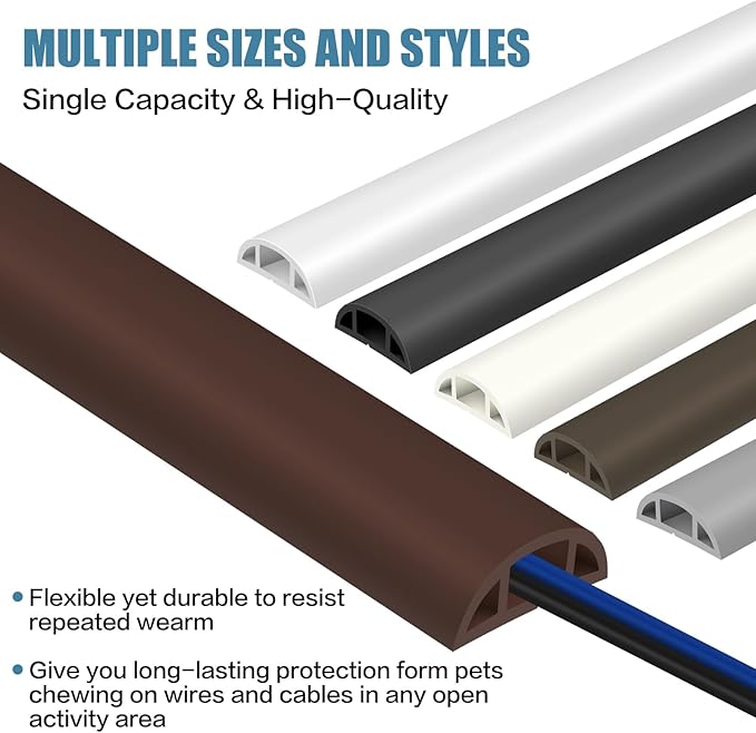 Floor Cord Covers for Wires 10FT Cable Hider Wire Cover Self Adhesive Cord Hider Floor for Offices, Homes, Workshops, Warehouses Cable Cavity 0.39" W x 0.27" H