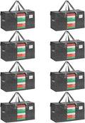 VENO 8 Pack Moving Bags, Comforter and Blanket Storage Bags for Closet, Moving Boxes, Boxes with Lids Alternative, College Dorm Packing Supplies, Foldable Heavy-Duty Tote with Window (Gray, 8 Pack)