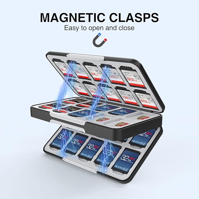 HEIYING SD Card Holder for Memory SD and TF Cards, Portable SDXC SDHC Memory Card Holder Case Compatible with 40 SDXC SDHC and 40 TF Cards Slots