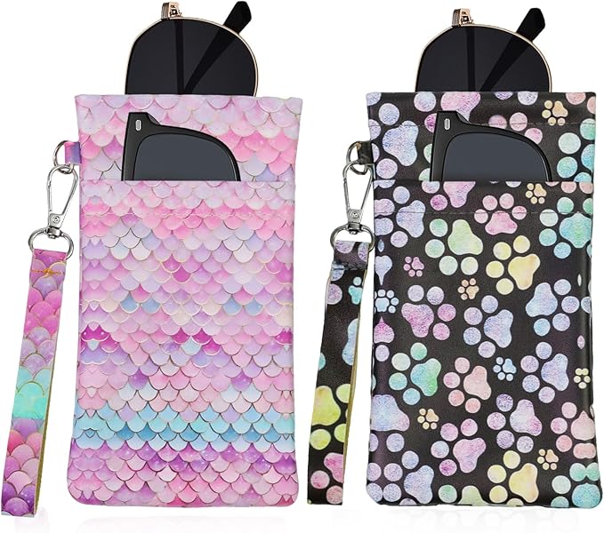 Double Eyeglass Case Soft Dual Glasses Case for Women Men Travel Squeeze Top Sunglasses Cases Eyeglasses Pouch