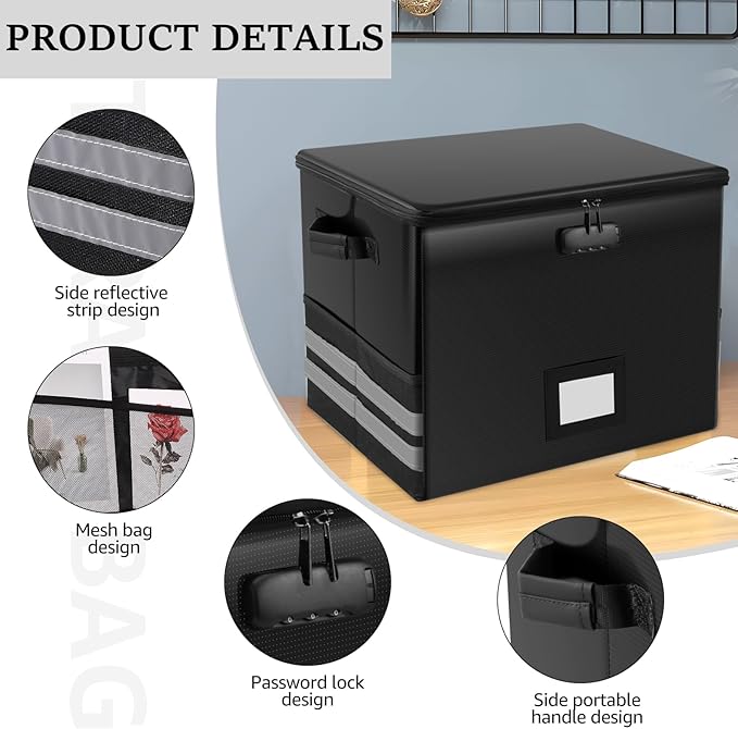 1/4 Pcs Vinyl Record Storage Box with Lid and Handles, Oxford Cloth Record Album Storage Crate, Foldable and Stackable Record Organizer Storage Case for Collecting Valuable Album (1/with Lock)