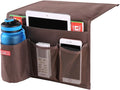 Bedside Storage Organizer - Table Cabinet Organizer Caddy for Remotes, Phone, Glasses (4 Pockets - Coffee)