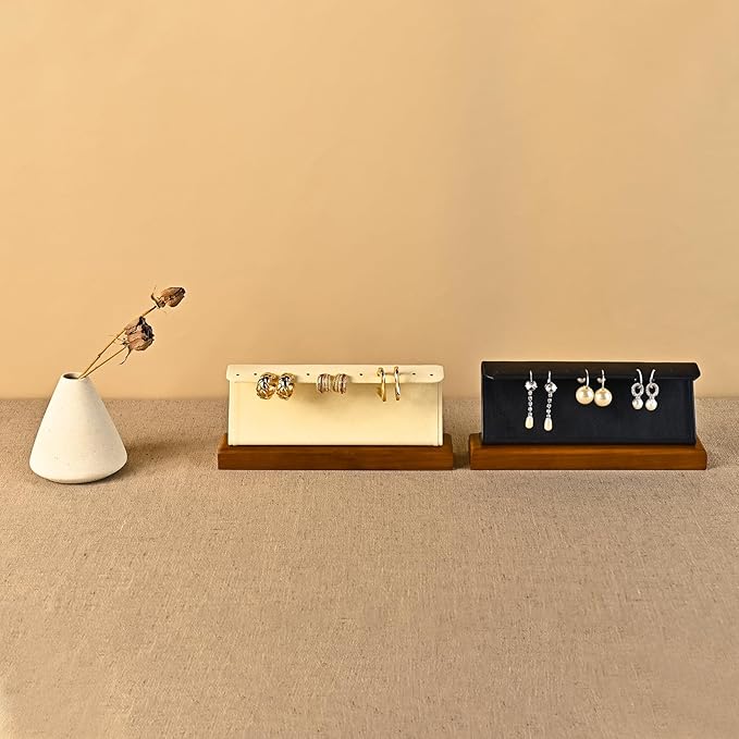Solid Wood Jewelry Earrings Display Stand Small Jewelry Display for Long Earrings(Grey)