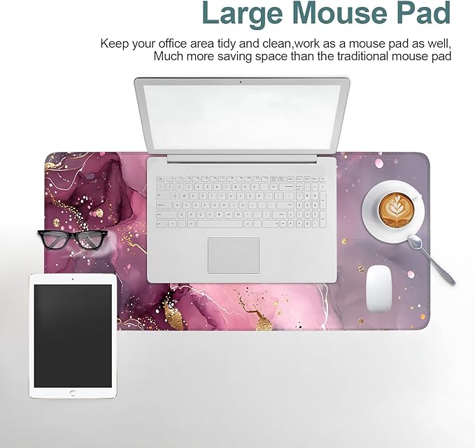Pink Gaming Mouse Pad 31.5"x11.8"Desk Mat Anti-Slip Rubber Base & Durable Stitched Edges for Gamers Smooth Mouse Writing Surface for Desk Office/Home