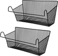 2 pcs Hanging metal mesh bedside storage basket， student dormitory bed storage baskets,used for bedside storage, beverage tissues and office rooms with hooks (black)