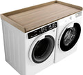 Kaboon Washer Dryer Countertop, Melamine Countertop with Edge Rails - 27.5" Depth x 54" Width Laundry Room Organization, Oak(Grey Tone)
