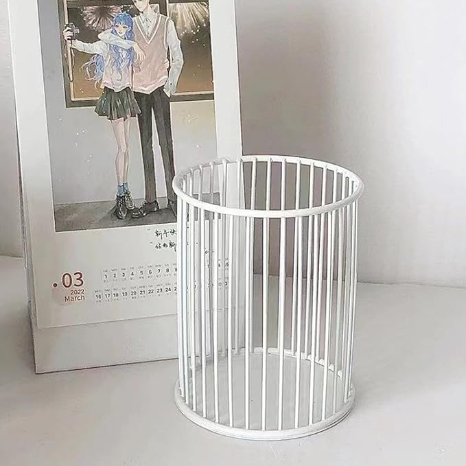 Metal Pen Holder Cup for Desk Makeup Brushes Pencil Holders Home Office Organizer White