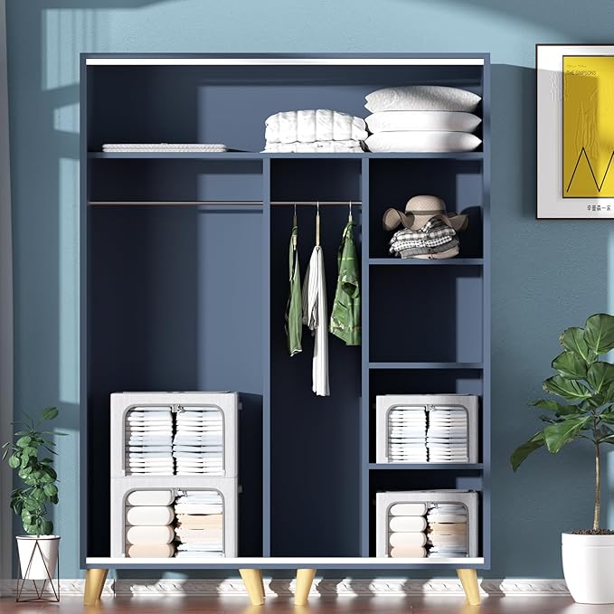 CYhom 2Pack Extra Large Clothes Storage Bins Box - Linen Fabric Foldable Stackable Container Organizer Set with Clear Window & Carry Handles & Metal Frame (Light Grey, Extra Large-100L)