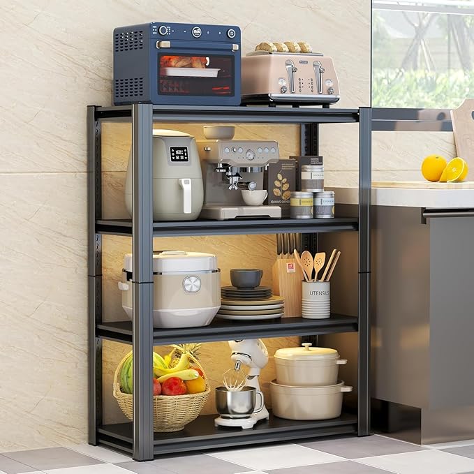 Garage Storage Shelves,5 Tier Shelving Unit, 40 inch Wide, 18” Deep, 78” Tall Organizer Metal Shelf for Basement/Laundry/Pantry Heavy Duty, Adjustable,Easy to Install (4Tier-24"WX14"DX44"H)