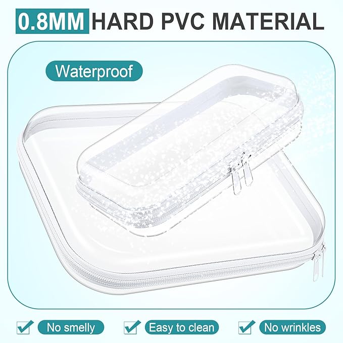 Sanwuta 6 Pcs Clear Hard Zipper Case Hard Plastic Zipper Pouches Transparent Makeup Bag Pencil Pouches for Travel Snacks Christmas Trinket Storage Organizer Box(Clear,Two Sizes)