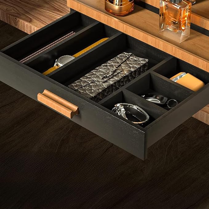 3 Tier Wood Perfume Display Stand | Perfume Organizer Shelf with Drawer | Multifunction Bathroom Storage, Vanity Counter Organizer for Beard Grooming, Shaving Lotion, Watches, Sunglasses, Cologne