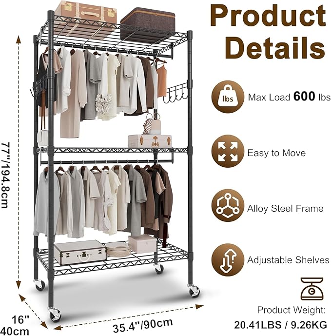 Whitmor Modern Industrial Wardrobe