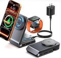 3-in-1 Charging Station for Multiple Devices Compatible with MagSafe Charger, Qi2.2 25W Magnetic Wireless Charger Dock, Foldable Charging Stand for iPhone 17 Pro Max, Apple Watch, AirPods