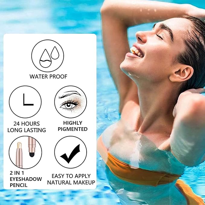 Eyeshadow Stick Makeup, Waterproof Hypoallergenic Long Lasting Cream Eye Shadow Pencil, Highlighter Matte Crayon eyes liner, Glitter Primer Palette Shimmer Eyeliner Pen, Brownish Red