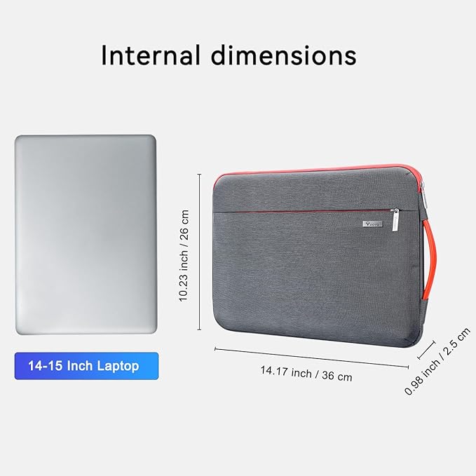 Voova Laptop Sleeve Case 14 15 Inch with Handle, 360° Protective Waterproof Slim Computer Bag Cover Compatible with MacBook Air 15 M2/M3/M4 2024-2025, MacBook Pro 14, Hp Chromebook 14, Grey